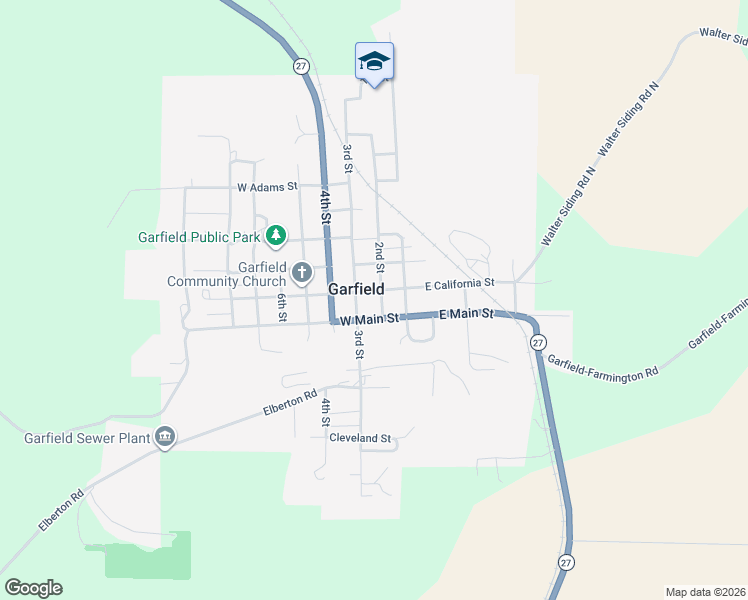 map of restaurants, bars, coffee shops, grocery stores, and more near 211 West Main Street in Garfield