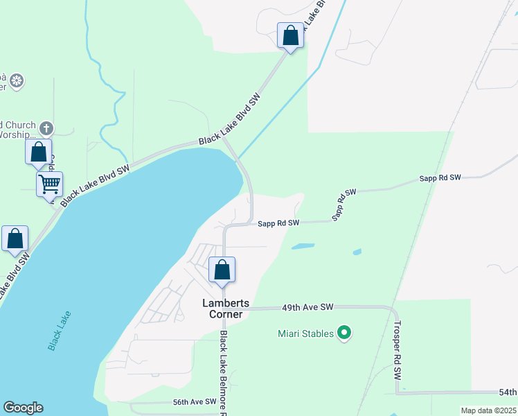 map of restaurants, bars, coffee shops, grocery stores, and more near 4320 Black Lake Belmore Road Southwest in Olympia