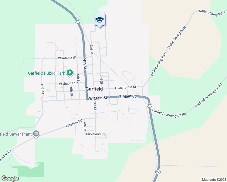 map of restaurants, bars, coffee shops, grocery stores, and more near A St in Garfield