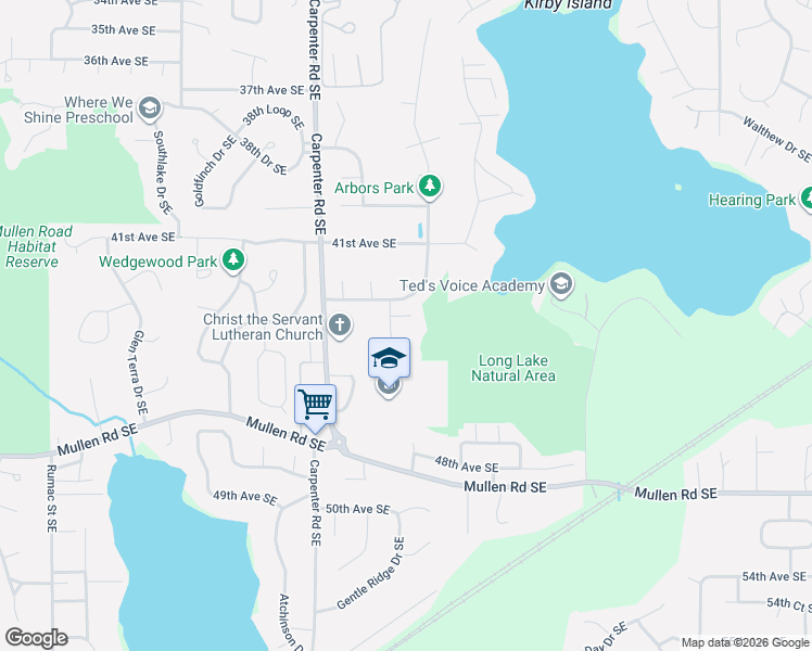 map of restaurants, bars, coffee shops, grocery stores, and more near 7605 Elm Court Southeast in Lacey
