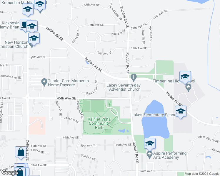 map of restaurants, bars, coffee shops, grocery stores, and more near 5521 44th Court Southeast in Olympia