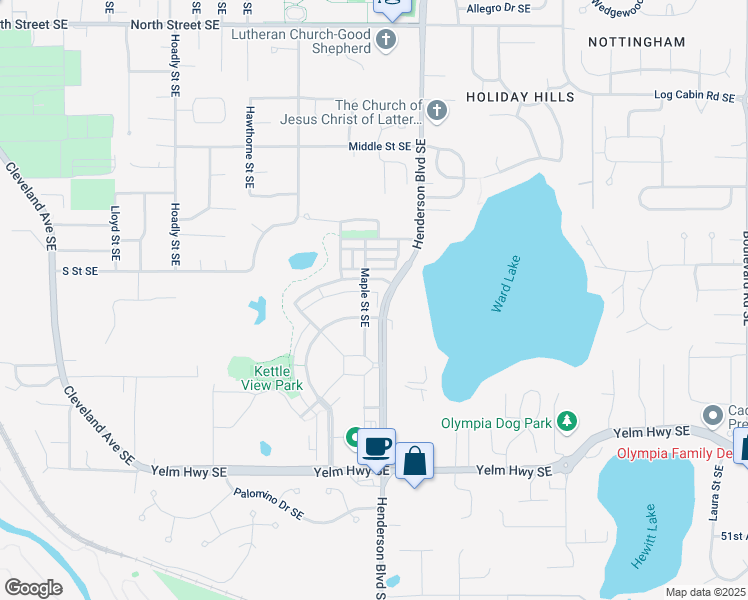 map of restaurants, bars, coffee shops, grocery stores, and more near 4246 Maple Street Southeast in Olympia