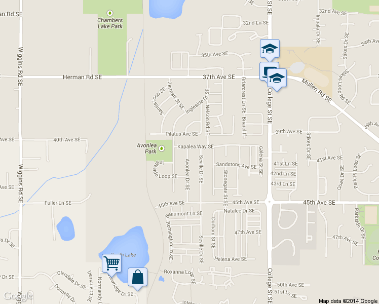 map of restaurants, bars, coffee shops, grocery stores, and more near 4108 Avonlea Drive Southeast in Lacey
