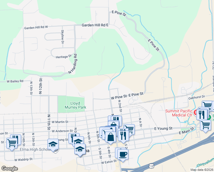 map of restaurants, bars, coffee shops, grocery stores, and more near 705 North 3rd Street in Elma