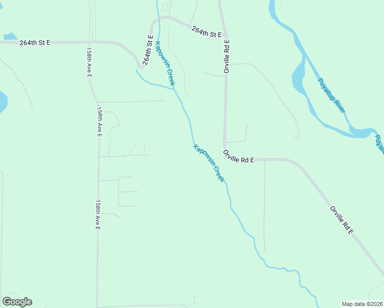 map of restaurants, bars, coffee shops, grocery stores, and more near 27112 Orville Road East in Orting