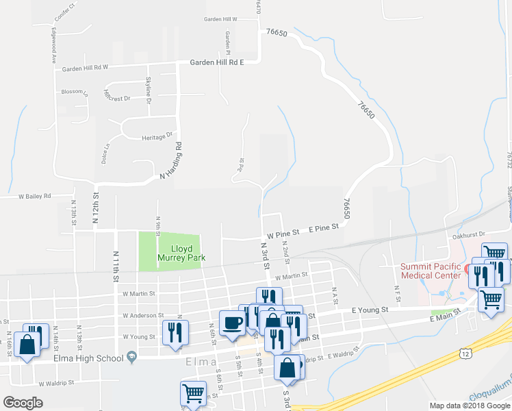 map of restaurants, bars, coffee shops, grocery stores, and more near 705 North 3rd Street in Elma