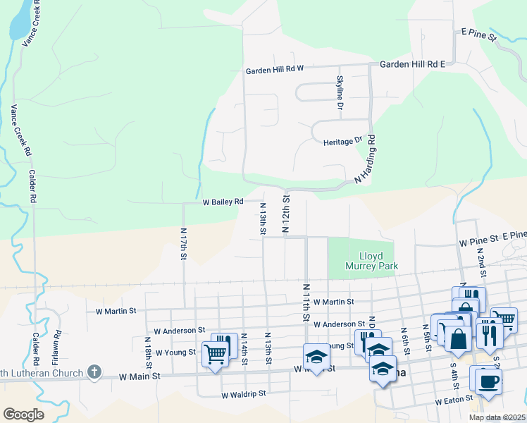 map of restaurants, bars, coffee shops, grocery stores, and more near 631 North 13th Street in Elma