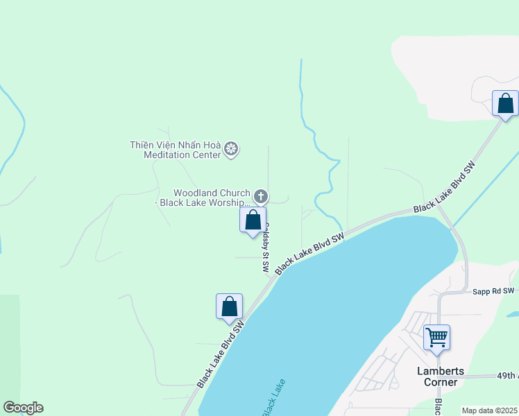 map of restaurants, bars, coffee shops, grocery stores, and more near 4233 Goldsby Street Southwest in Olympia