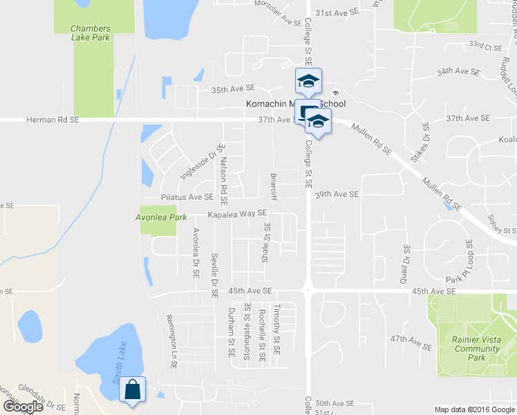 map of restaurants, bars, coffee shops, grocery stores, and more near 4047 Shale Street Southeast in Lacey