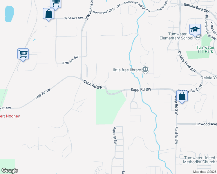 map of restaurants, bars, coffee shops, grocery stores, and more near 2540 Sapp Road Southwest in Tumwater