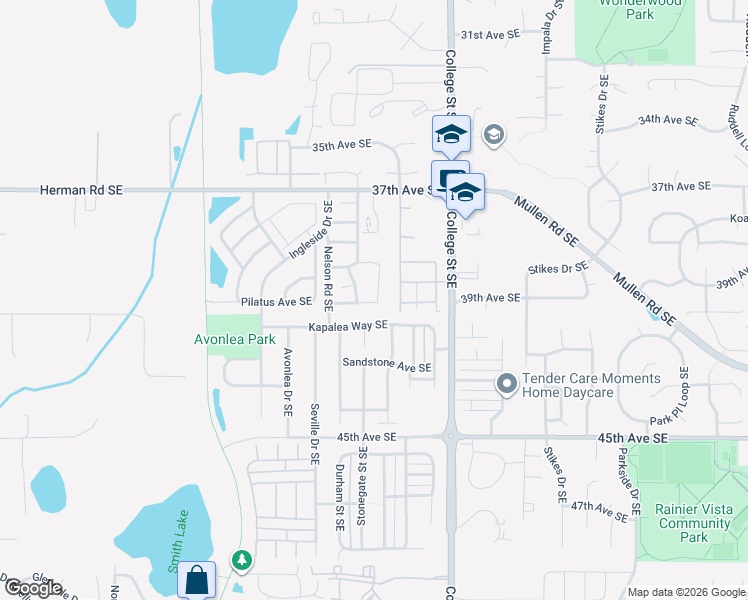 map of restaurants, bars, coffee shops, grocery stores, and more near 4401 37th Avenue Southeast in Lacey