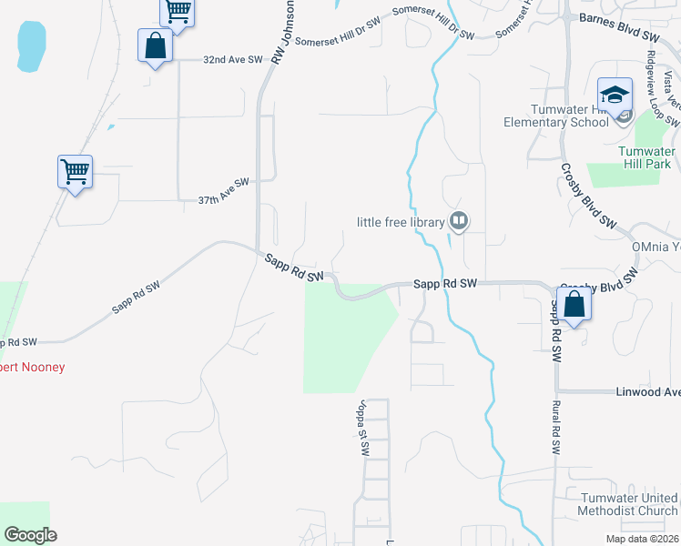 map of restaurants, bars, coffee shops, grocery stores, and more near 2442 Sapp Road Southwest in Tumwater