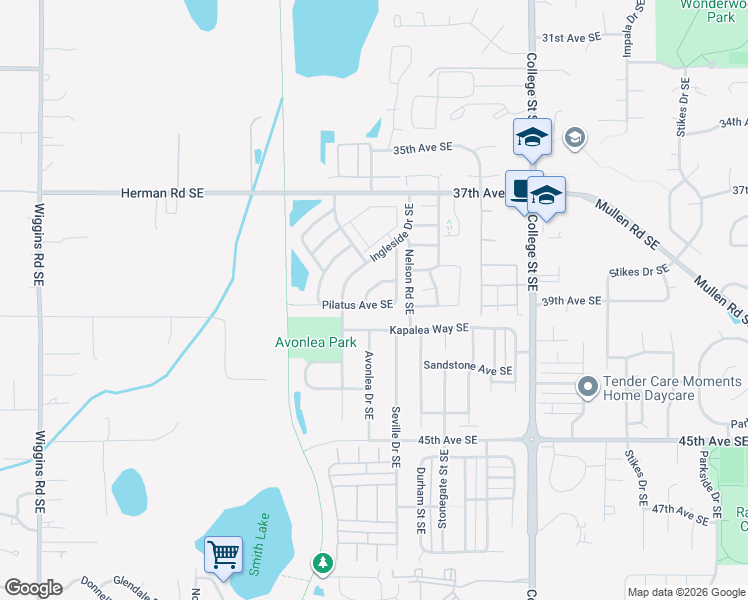 map of restaurants, bars, coffee shops, grocery stores, and more near 4308 Rigi Street Southeast in Lacey