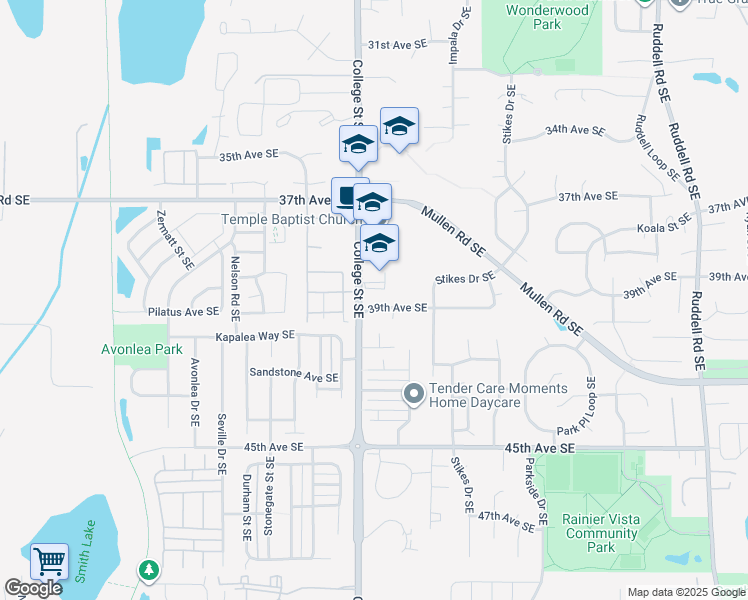map of restaurants, bars, coffee shops, grocery stores, and more near in Lacey