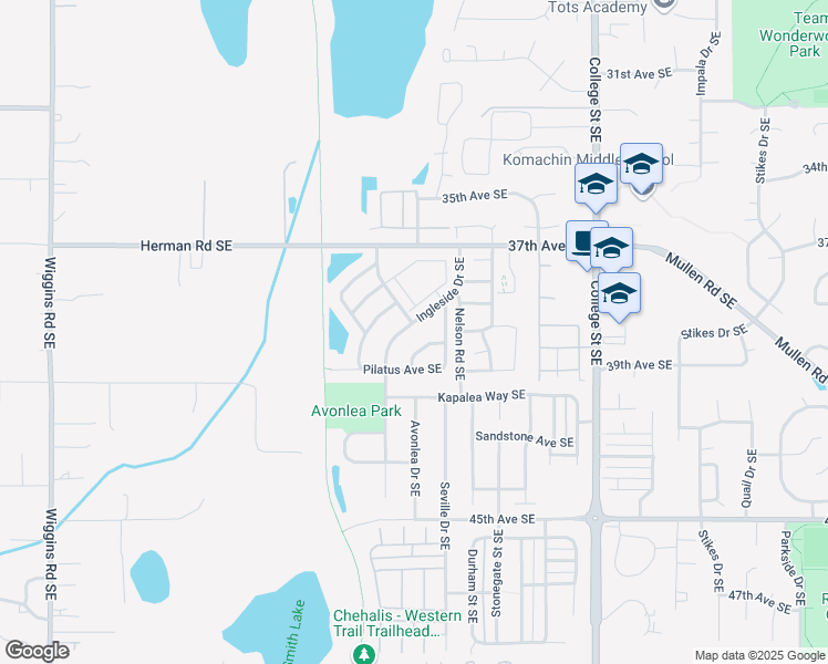 map of restaurants, bars, coffee shops, grocery stores, and more near 3820 Ingleside Drive Southeast in Lacey