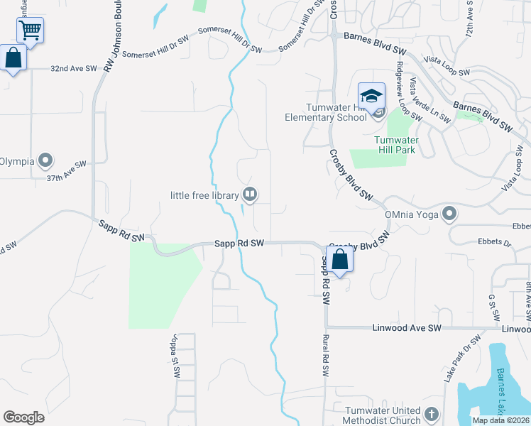 map of restaurants, bars, coffee shops, grocery stores, and more near 3925 Cassie Drive Southwest in Tumwater