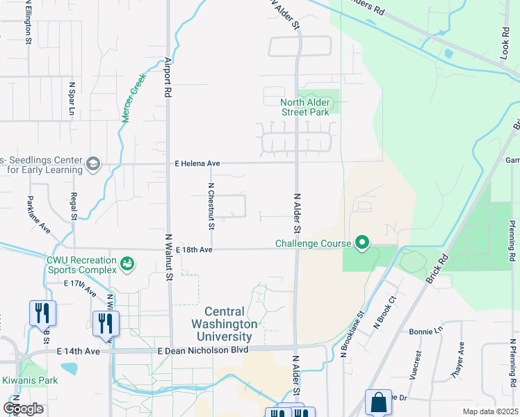 map of restaurants, bars, coffee shops, grocery stores, and more near 1003 East 19th Avenue in Ellensburg