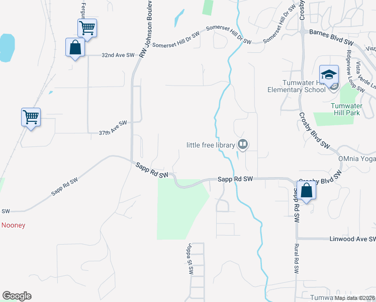 map of restaurants, bars, coffee shops, grocery stores, and more near 2442 Sapp Road Southwest in Tumwater