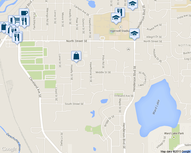 map of restaurants, bars, coffee shops, grocery stores, and more near 1210 Middle Street Southeast in Tumwater