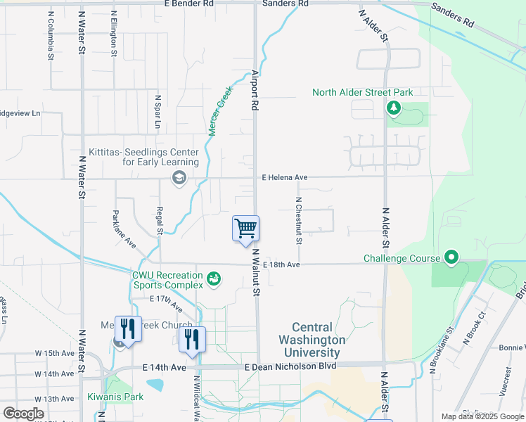 map of restaurants, bars, coffee shops, grocery stores, and more near 2003 North Walnut Street in Ellensburg