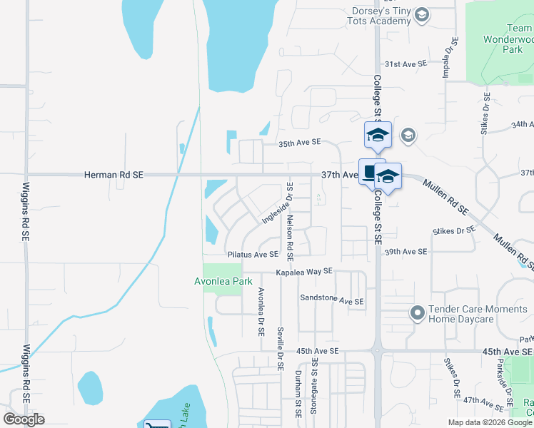 map of restaurants, bars, coffee shops, grocery stores, and more near 3800 Rossberg Street Southeast in Lacey