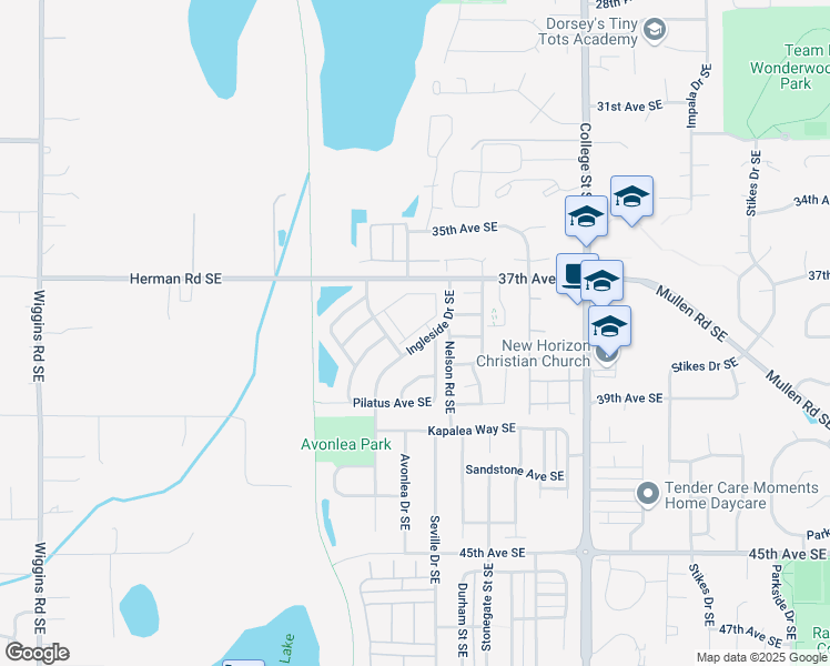 map of restaurants, bars, coffee shops, grocery stores, and more near 3800 Rossberg Street Southeast in Lacey