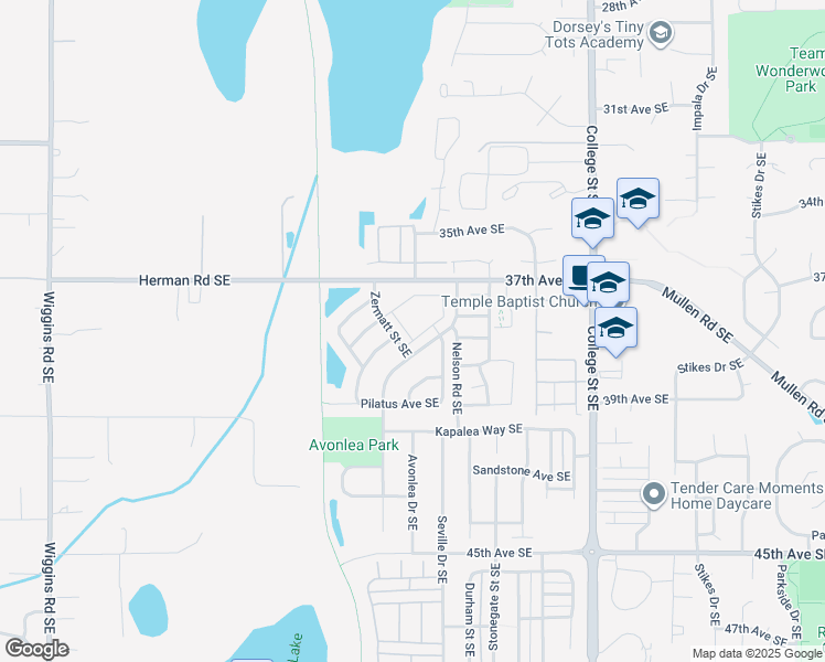 map of restaurants, bars, coffee shops, grocery stores, and more near 3800 Rossberg Street Southeast in Lacey