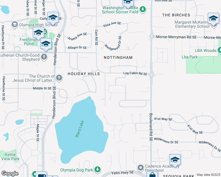 map of restaurants, bars, coffee shops, grocery stores, and more near 3806 Darian Street Southeast in Olympia