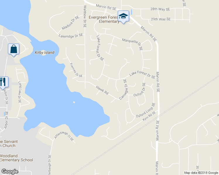 map of restaurants, bars, coffee shops, grocery stores, and more near 3714 Creighton Court Southeast in Olympia