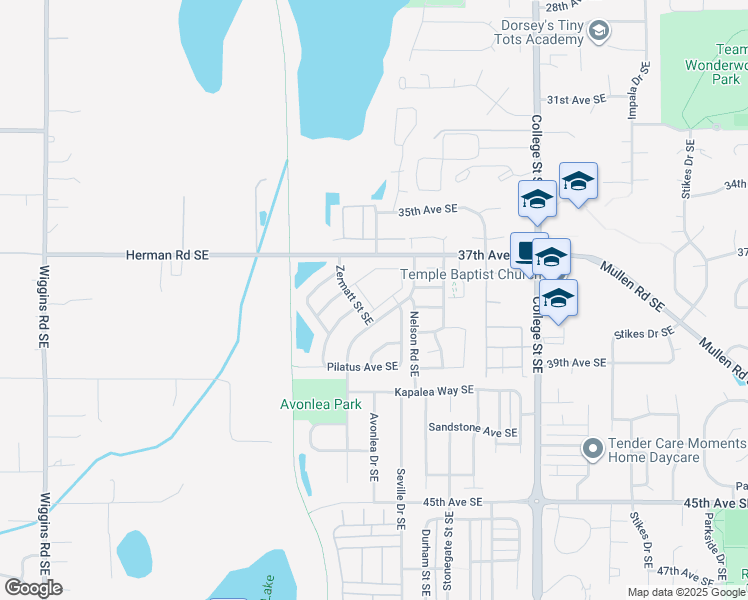 map of restaurants, bars, coffee shops, grocery stores, and more near 3800 Rossberg Street Southeast in Lacey