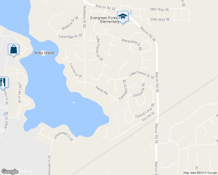 map of restaurants, bars, coffee shops, grocery stores, and more near 3714 Creighton Court Southeast in Olympia