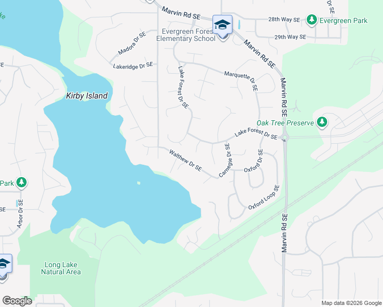 map of restaurants, bars, coffee shops, grocery stores, and more near 3714 Creighton Court Southeast in Olympia