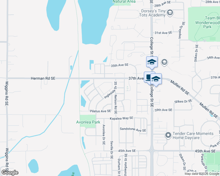 map of restaurants, bars, coffee shops, grocery stores, and more near 3933 Ingleside Drive Southeast in Lacey