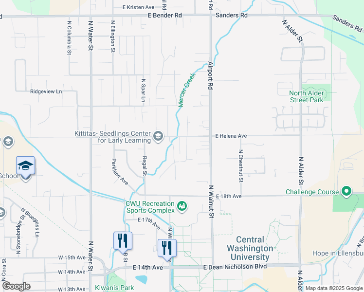 map of restaurants, bars, coffee shops, grocery stores, and more near 406 East Helena Avenue in Ellensburg