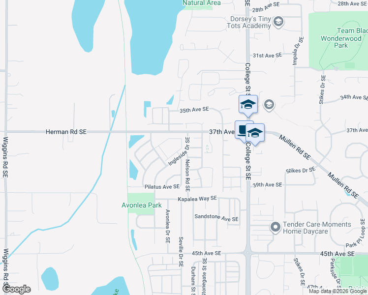 map of restaurants, bars, coffee shops, grocery stores, and more near 3933 Ingleside Drive Southeast in Lacey