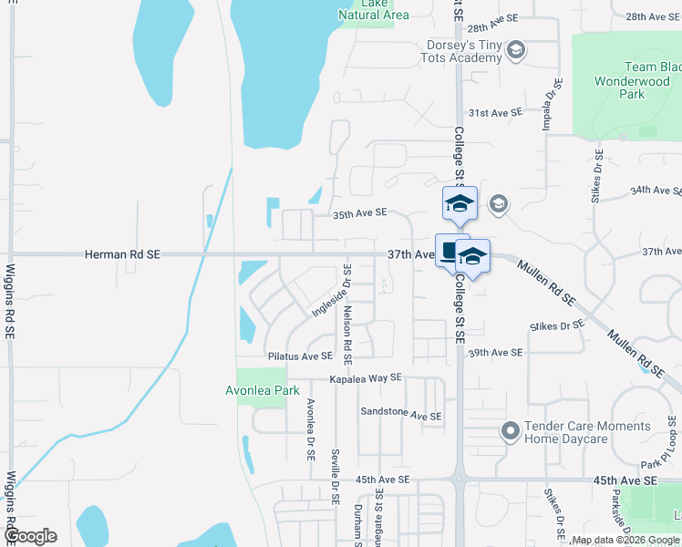 map of restaurants, bars, coffee shops, grocery stores, and more near 3718 Wardell Lane Southeast in Lacey