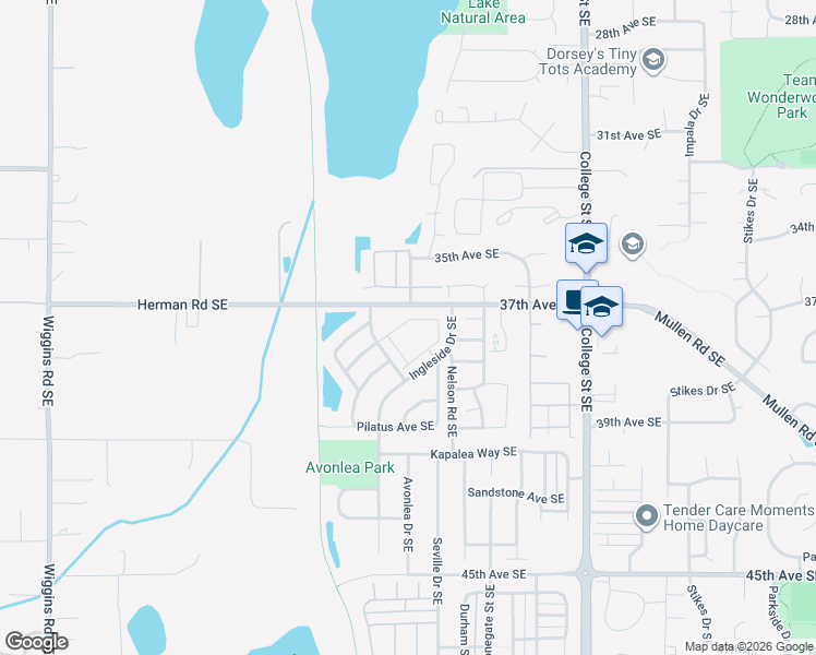 map of restaurants, bars, coffee shops, grocery stores, and more near 3800 Rossberg Street Southeast in Lacey