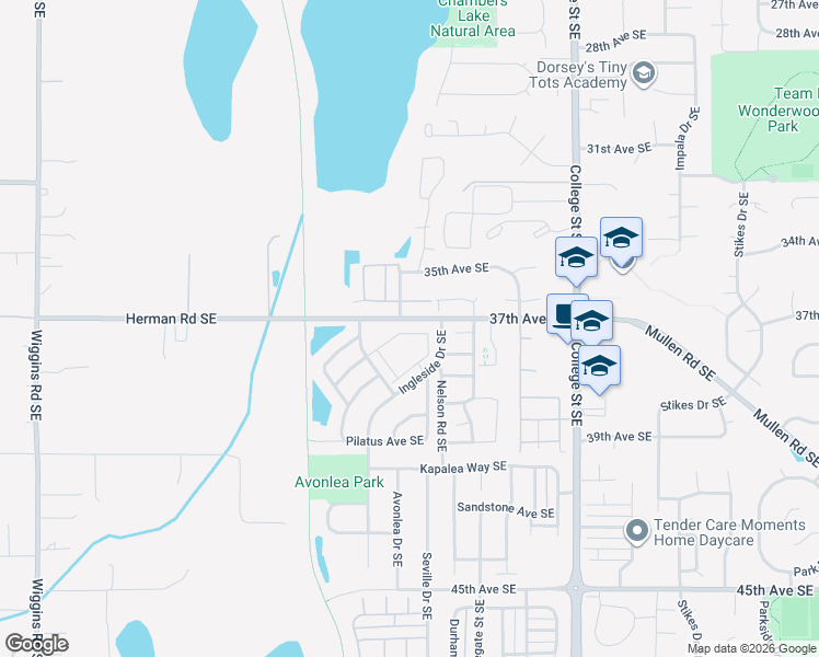 map of restaurants, bars, coffee shops, grocery stores, and more near 4287 Lakeview Lane Southeast in Lacey