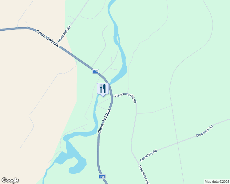 map of restaurants, bars, coffee shops, grocery stores, and more near 1 Francoeur Hill Road in New Denmark