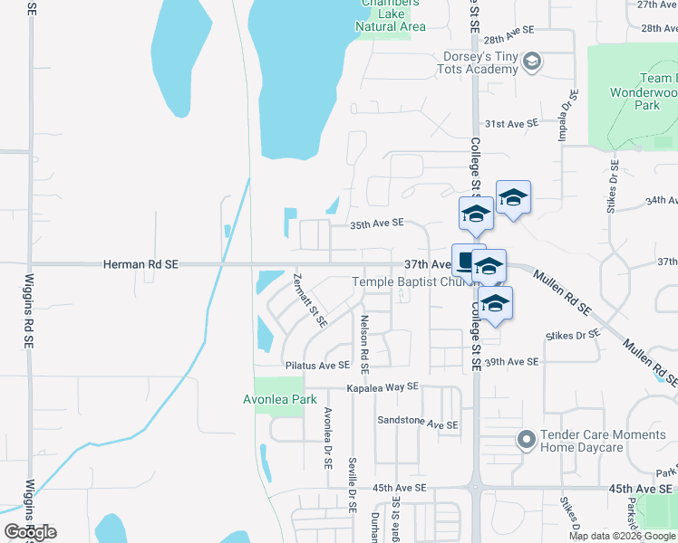 map of restaurants, bars, coffee shops, grocery stores, and more near 4287 Lakeview Lane Southeast in Lacey