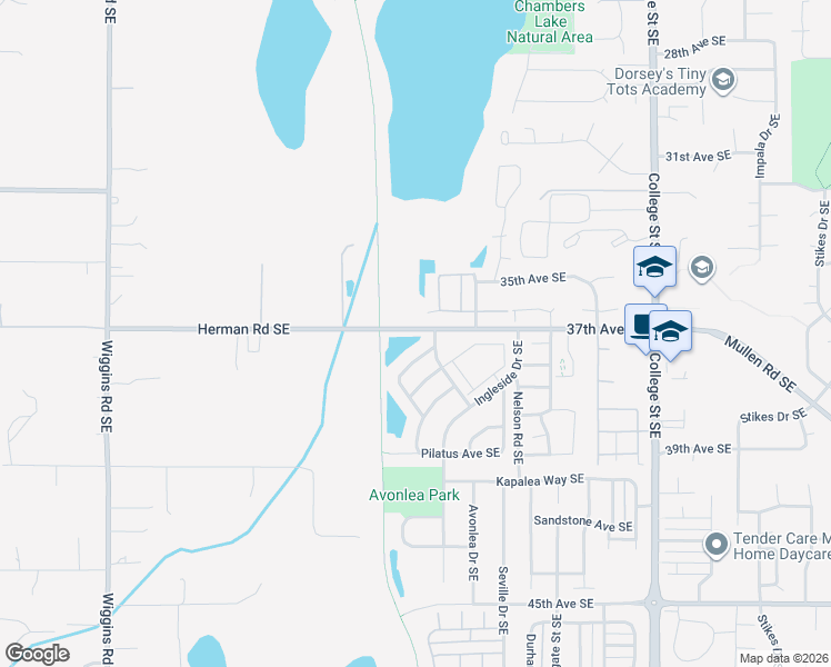 map of restaurants, bars, coffee shops, grocery stores, and more near 4104 Santis Loop Southeast in Lacey