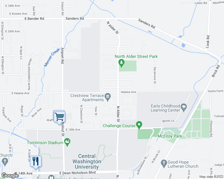 map of restaurants, bars, coffee shops, grocery stores, and more near 201 Harvest Loop in Ellensburg