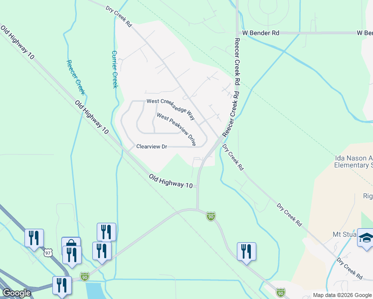 map of restaurants, bars, coffee shops, grocery stores, and more near 1904 Clearview Drive in Ellensburg