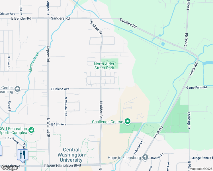map of restaurants, bars, coffee shops, grocery stores, and more near 201 Brighton Loop in Ellensburg