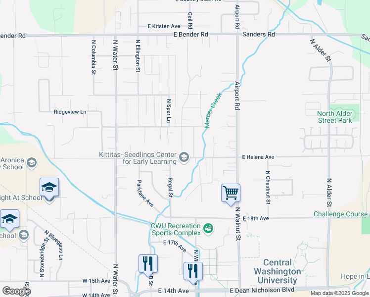 map of restaurants, bars, coffee shops, grocery stores, and more near 2204 North Cobblefield Street in Ellensburg