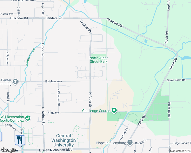 map of restaurants, bars, coffee shops, grocery stores, and more near Brighton Loop in Ellensburg