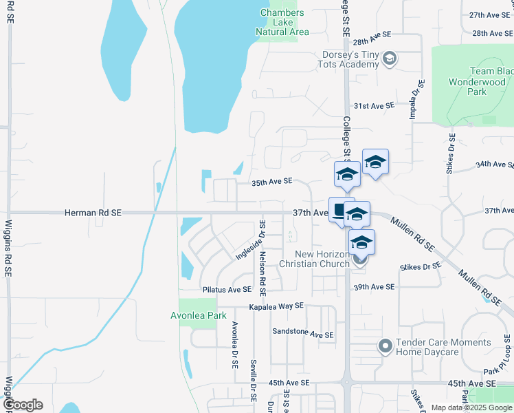 map of restaurants, bars, coffee shops, grocery stores, and more near 4287 Lakeview Lane Southeast in Lacey