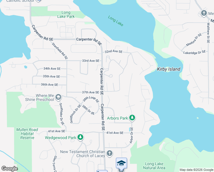 map of restaurants, bars, coffee shops, grocery stores, and more near 3700 Madrona Court Southeast in Lacey