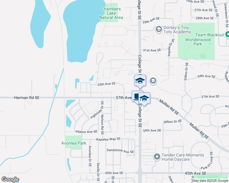 map of restaurants, bars, coffee shops, grocery stores, and more near 4333 Lakeview Lane Southeast in Lacey