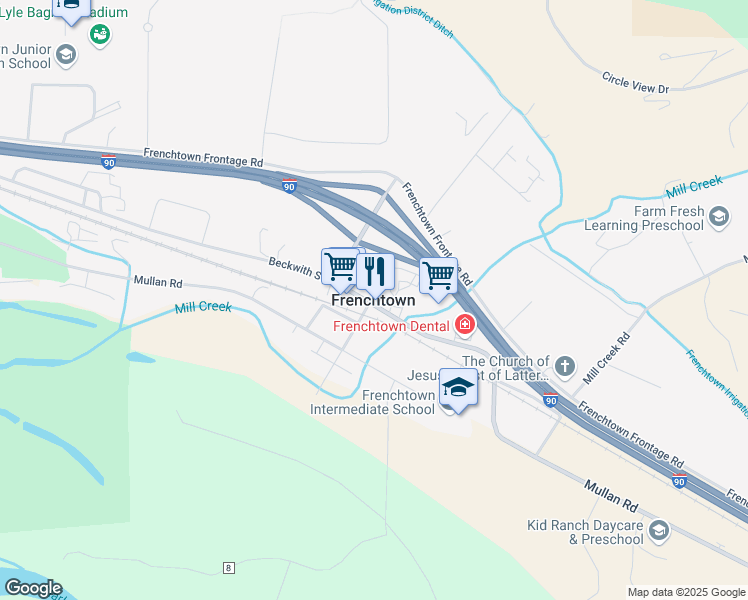 map of restaurants, bars, coffee shops, grocery stores, and more near in Frenchtown
